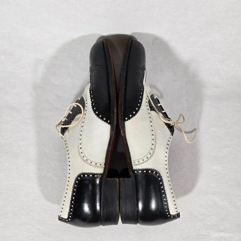 Vintage SPECTATOR COLE HAAN Black&White Wingtip Oxford Dress Shoes Size 9D ITALY - Picture 11 of 17